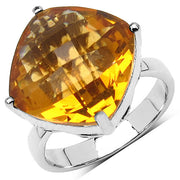 Bids.com 9.05 Carat Genuine Citrine .925 Sterling Silver Ring Rings White Smoke size 6.00,size 7.00,size 8.00,size 9.00