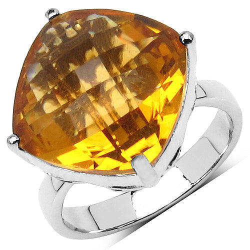 Bids.com 9.05 Carat Genuine Citrine .925 Sterling Silver Ring Rings White Smoke size 6.00,size 7.00,size 8.00,size 9.00