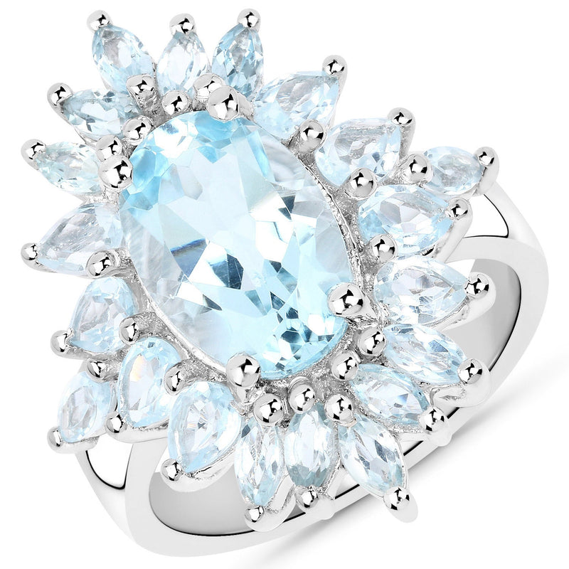 Bids.com 19.18 Carat Genuine Blue Topaz .925 Sterling Silver 3 Piece Jewelry Set (Ring, Earrings, and Pendant w/ Chain) Jewelry Sets White Smoke size 6.00,size 7.00,size 8.00,size 9.00,size 5.00