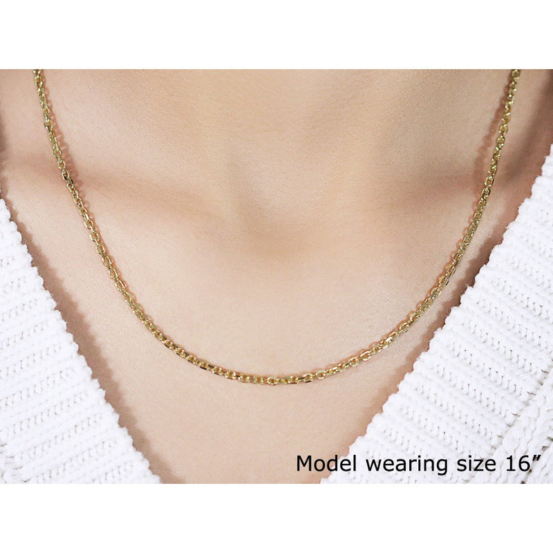 Bids.com 2.6mm 14k Yellow Gold Diamond Cut Cable Link Chain Necklaces Tan 18 / Yellow Gold,20 / Yellow Gold,22 / Yellow Gold,24 / Yellow Gold