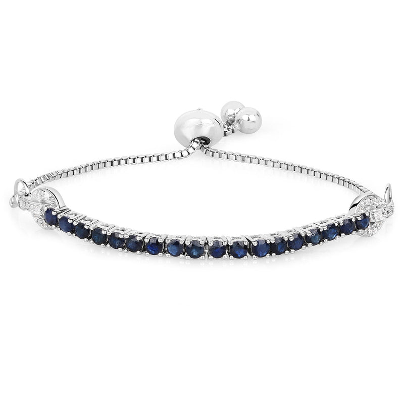 Bids.com 2.41 Carat Genuine Blue Sapphire and White Zircon .925 Sterling Silver Bracelet Bracelets White Smoke size 10.25,size 10.00,size 10.50