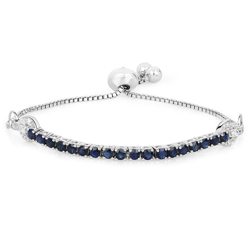 Bids.com 2.41 Carat Genuine Blue Sapphire and White Zircon .925 Sterling Silver Bracelet Bracelets White Smoke size 10.25,size 10.00,size 10.50