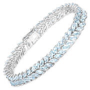 Bids.com 10.12 Carat Genuine Aquamarine .925 Sterling Silver Bracelet Bracelets White Smoke size 7.00,size 7.50