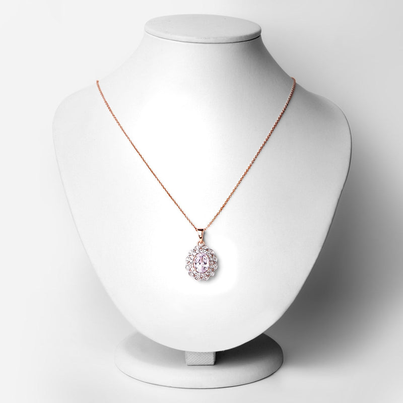 Bids.com 4.26 Carat Genuine Kunzite and White Topaz .925 Sterling Silver Pendant Pendants White Smoke