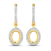 Bids.com 0.32 Carat Genuine White Diamond 14K Yellow Gold Semi Mount Earrings - holds 8x6mm Oval Gemstones Earrings White Smoke
