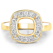 Bids.com 0.48 Carat Genuine White Diamond 14K Yellow Gold Semi Mount Ring - holds 8x8mm Cushion Gemstone Rings White Smoke size 7.00,size 6.00,size 8.00