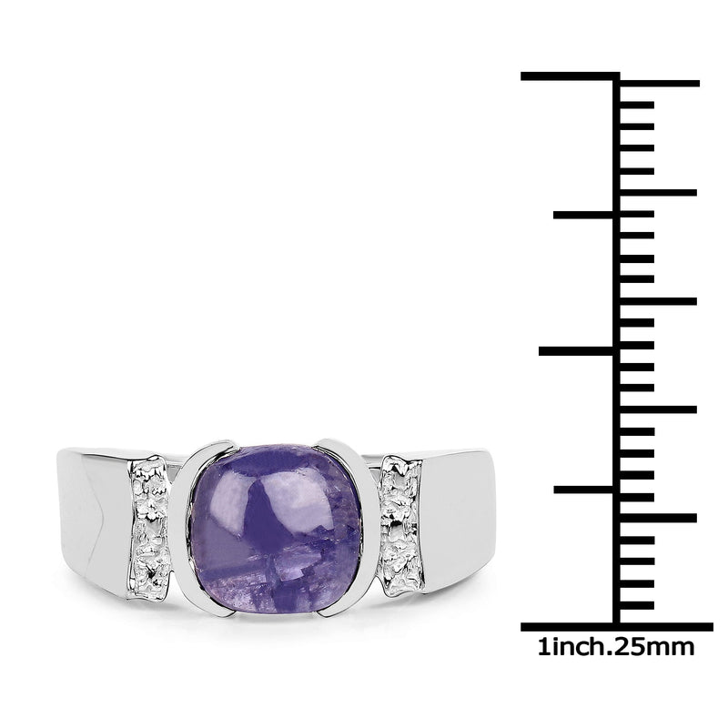 Bids.com 2.80 Carat Genuine Tanzanite .925 Sterling Silver Ring Rings White Smoke size 7.50,size 8.00,size 6.00,size 7.00,size 9.00