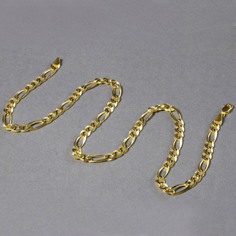 Bids.com 10K Yellow Gold Solid Figaro Chain (5.30 mm) Necklaces Dark Gray 18 / Yellow Gold,20 / Yellow Gold,22 / Yellow Gold,24 / Yellow Gold,30 / Yellow Gold