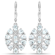 Bids.com 2.93 Carat Genuine Aquamarine and White Topaz .925 Sterling Silver Earrings Earrings White Smoke