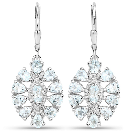 Bids.com 2.93 Carat Genuine Aquamarine and White Topaz .925 Sterling Silver Earrings Earrings White Smoke