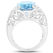 Bids.com 11.29 Carat Genuine Blue Topaz and White Topaz .925 Sterling Silver Ring Rings White Smoke size 7.00,size 8.00,size 6.00,size 9.00
