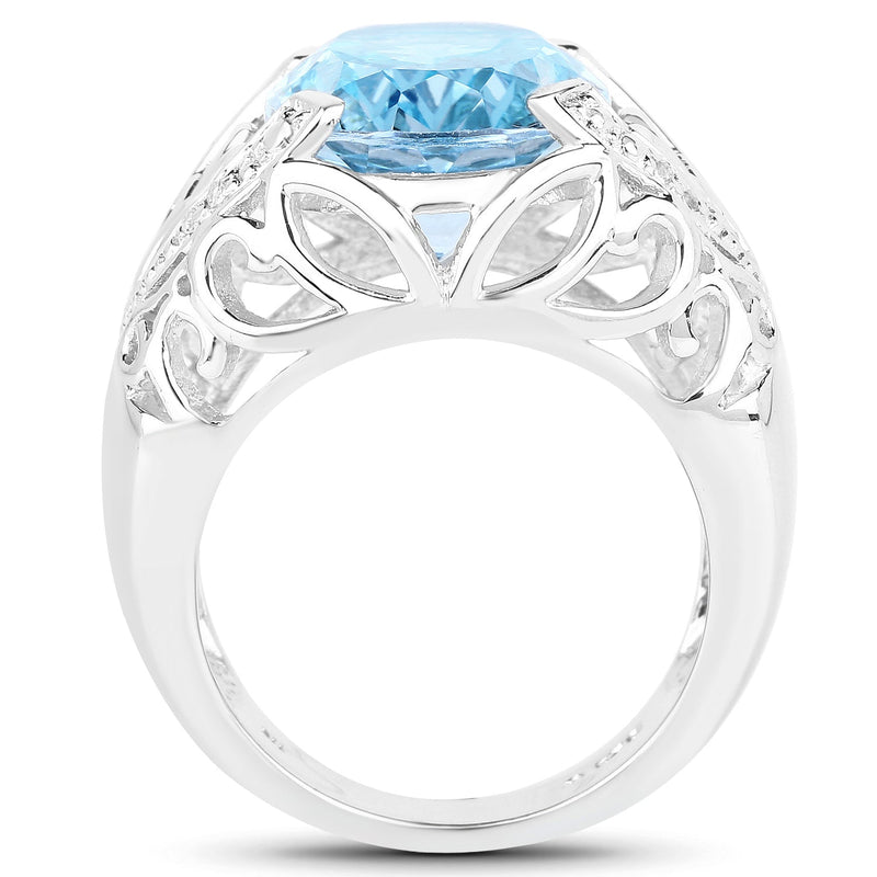 Bids.com 11.29 Carat Genuine Blue Topaz and White Topaz .925 Sterling Silver Ring Rings White Smoke size 7.00,size 8.00,size 6.00,size 9.00