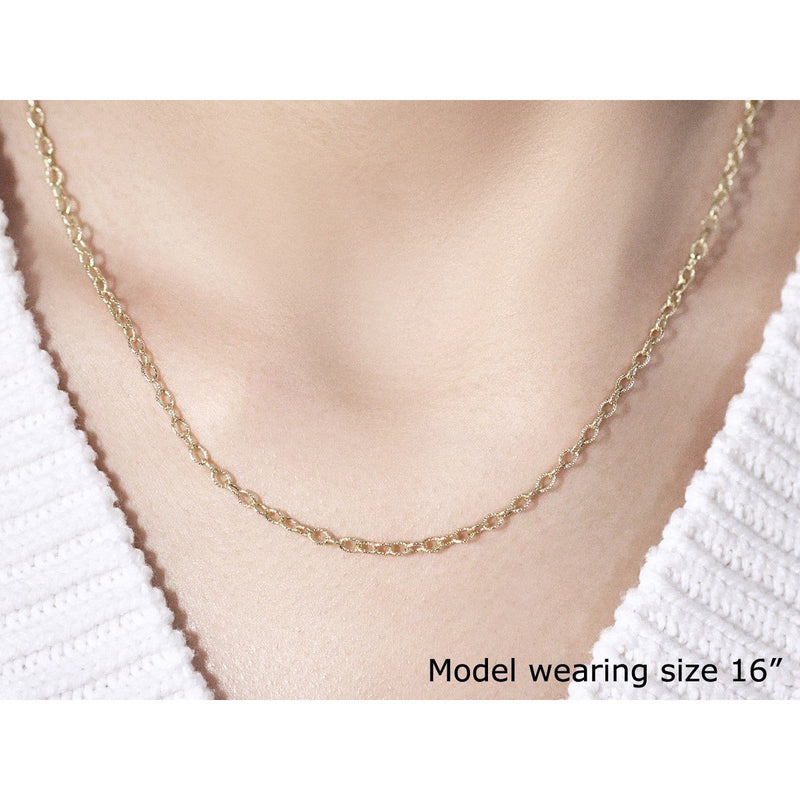 Bids.com 2.5mm 14k Yellow Gold Pendant Chain with Textured Links Necklaces Light Gray 16 / Yellow Gold,18 / Yellow Gold,20 / Yellow Gold,24 / Yellow Gold