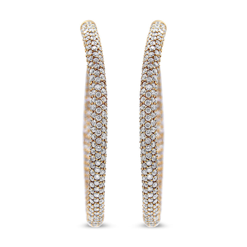 Bids.com 18K Rose Gold 6.90 Cttw Pave Set Diamond Inside Out Eternity Hoop Earrings (F-G Color, VS1-VS2 Clarity) Earrings White Smoke Rose.Gold / 6.9