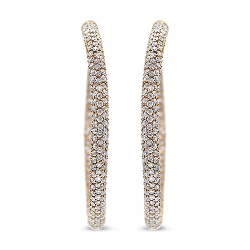 Bids.com 18K Rose Gold 6.90 Cttw Pave Set Diamond Inside Out Eternity Hoop Earrings (F-G Color, VS1-VS2 Clarity) Earrings White Smoke Rose.Gold / 6.9