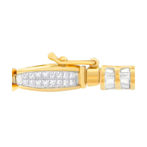 Bids.com 14K Yellow Gold Princess and Baguette Cut Diamond Beaded Bracelet (3.00 cttw, H-I Color, SI1-SI2 Clarity) Bracelets White Smoke Yellow.Gold / 7