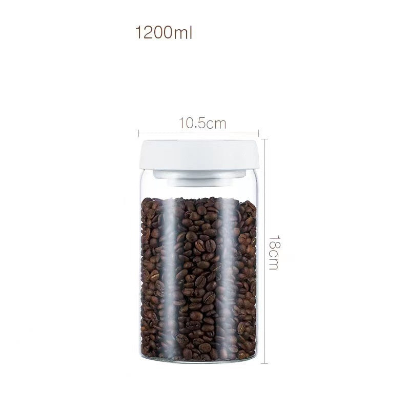 SmartPursue™ Vacuum Sealed Jug Coffee Beans Airtight Canister Kitchen Utensils White Smoke 1200ml / White