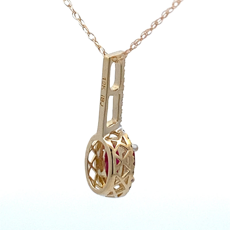 Bids.com .45ct Ruby Diamond Fashion Pendants 10KT Yellow Gold Pendants White Smoke 18
