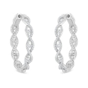 Bids.com 10K White Gold Diamond Hoop Earrings (1 1/2 cttw, H-I Color, I1-I2 Clarity) Earrings White Smoke White.Gold / 1.51
