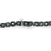 Bids.com Black Rhodium Plated .925 Sterling Silver 1.0 Cttw Diamond Miracle Tennis Bracelet (Enhanced Blue Color, I3 Clarity) - 7" Bracelets White Smoke White.Sterling Silver / 7