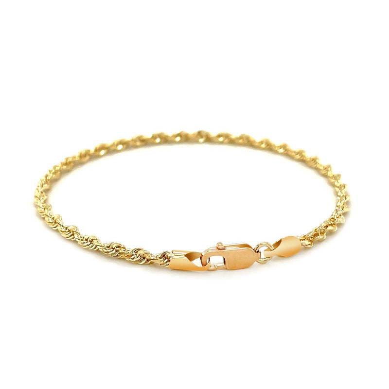 Bids.com 2.75mm 10k Yellow Gold Solid Diamond Cut Rope Bracelet Bracelets White Smoke 7 / Yellow Gold