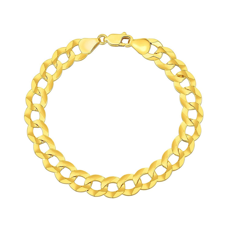 Bids.com 14k Yellow Gold Solid Curb Bracelet 10.0mm Bracelets White Smoke 8.5 / Yellow Gold