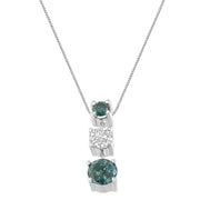 Bids.com 14K White Gold 1 1/2 Cttw Treated Blue and White Diamond 3-Stone 18" Pendant Necklace (Blue/H-I Color, I1-I2 Clarity) Necklaces White Smoke White.Gold / 18