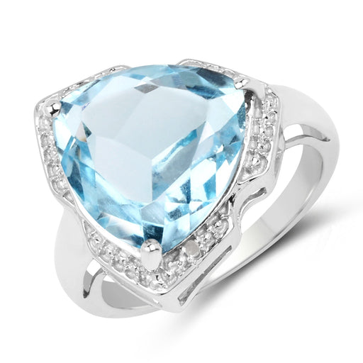 Bids.com 8.30 Carat Genuine Blue Topaz & White Diamond .925 Sterling Silver Ring Rings White Smoke size 7.00,size 6.00,size 8.00,size 9.00