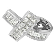 Bids.com 14K White Gold 2 cttw Princess and Baguette Cut Diamond Ribbon Pendant Necklace (H-I, SI-SI2) Necklaces White Smoke White.Gold / 18