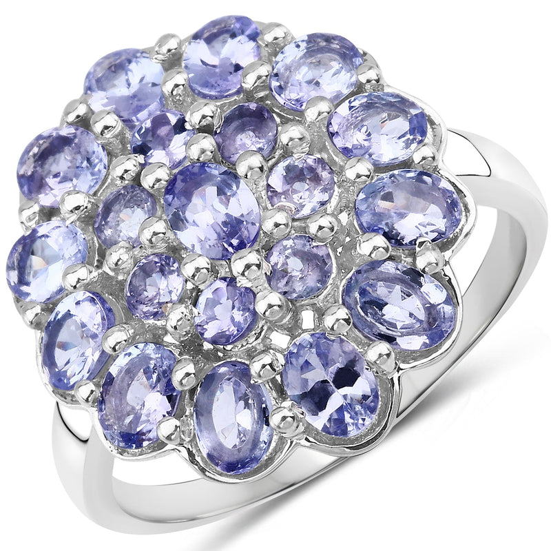 Bids.com 2.70 Carat Genuine Tanzanite .925 Sterling Silver Ring Rings White Smoke size 6.00,size 7.50,size 7.00,size 8.00,size 9.00,size 5.00