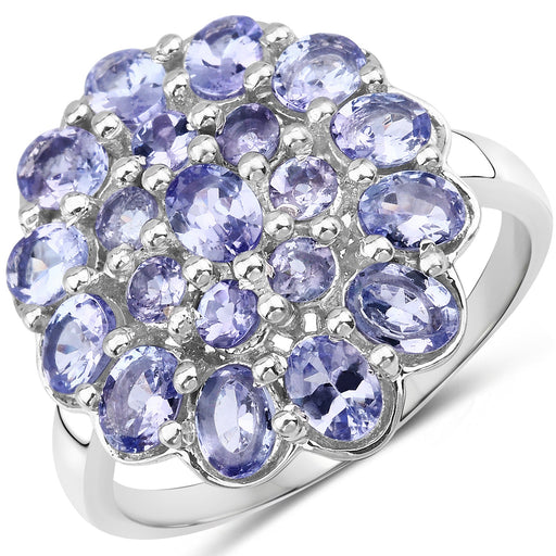 Bids.com 2.70 Carat Genuine Tanzanite .925 Sterling Silver Ring Rings White Smoke size 6.00,size 7.50,size 7.00,size 8.00,size 9.00,size 5.00