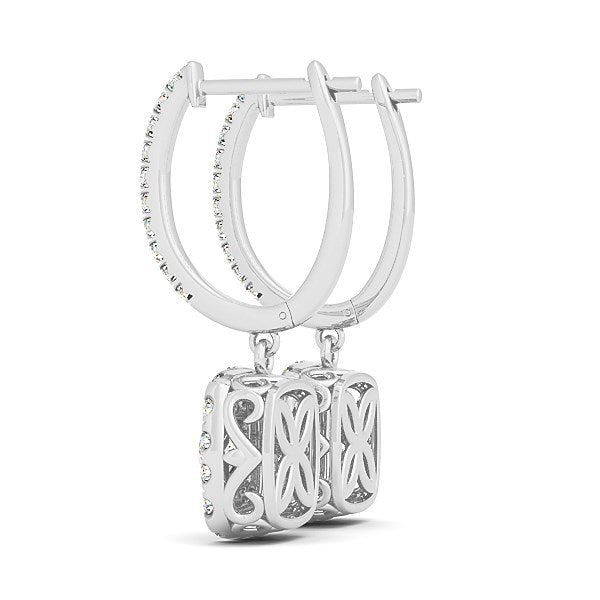 Bids.com 14k White Gold Double Halo Cushion Outer Shaped Diamond  Earrings (3/4 cttw) Earrings White Smoke White Gold