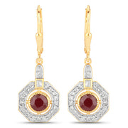 Bids.com 1.78 Carat Genuine Ruby and White Zircon .925 Sterling Silver Earrings Earrings White Smoke