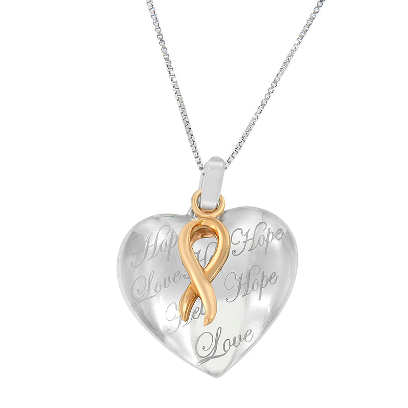 Bids.com 10K Yellow Gold Over Silver Heart Pendant Necklace Necklaces White Smoke YellowWhite.Gold / 18