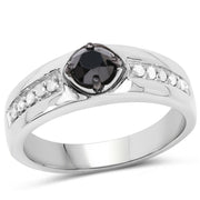 Bids.com 0.65 Carat Genuine Black Diamond and White Diamond .925 Sterling Silver Ring Rings White Smoke size 9.00,size 6.00,size 7.00,size 8.00