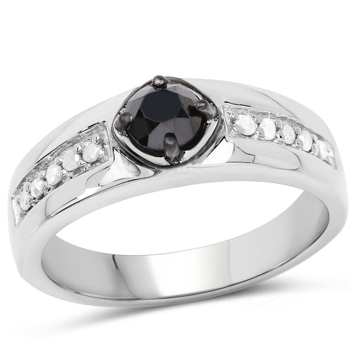 Bids.com 0.65 Carat Genuine Black Diamond and White Diamond .925 Sterling Silver Ring Rings White Smoke size 9.00,size 6.00,size 7.00,size 8.00