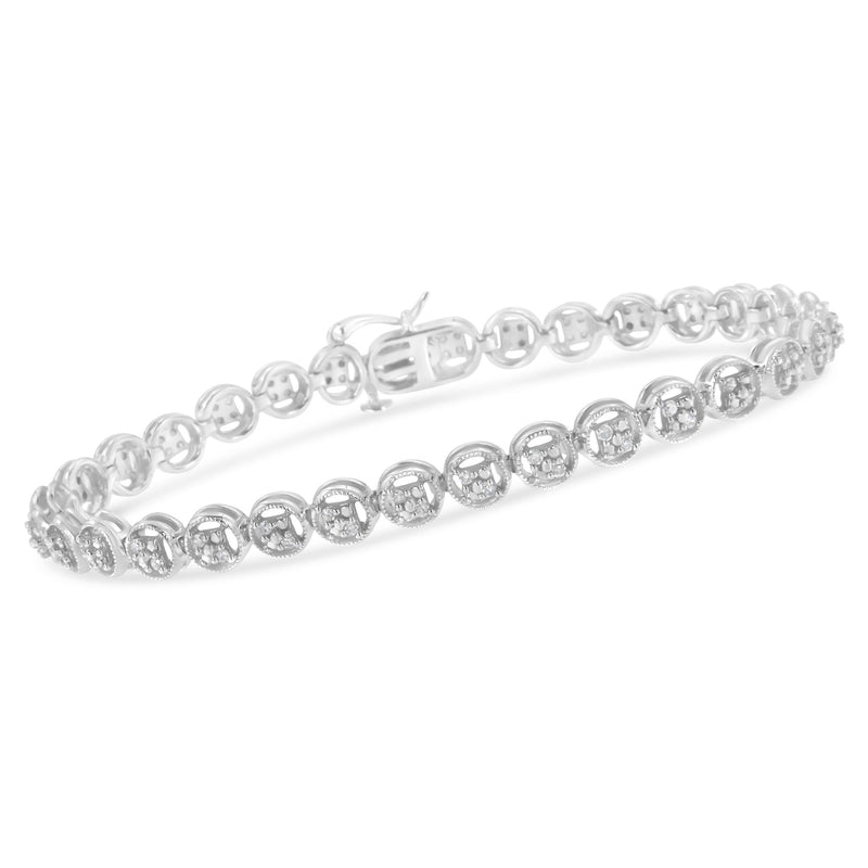 Bids.com 14K Rose Gold Over .925 Sterling Silver 1/4 Cttw Diamond 7" Open Circle Wheel Link Tennis Bracelet (I-J Color, I2-I3 Clarity) Bracelets White Smoke 7 / White.Sterling Silver,7 / Yellow.Sterling Silver,7 / Rose.Sterling Silver