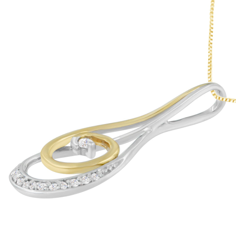 Bids.com Espira 10K Two-Tone Gold Round Cut Diamond Sparkling Spiral Pendant Necklace (1/6 cttw, J-K Color, I2-I3 Clarity) Necklaces White Smoke YellowWhite.Gold / 18