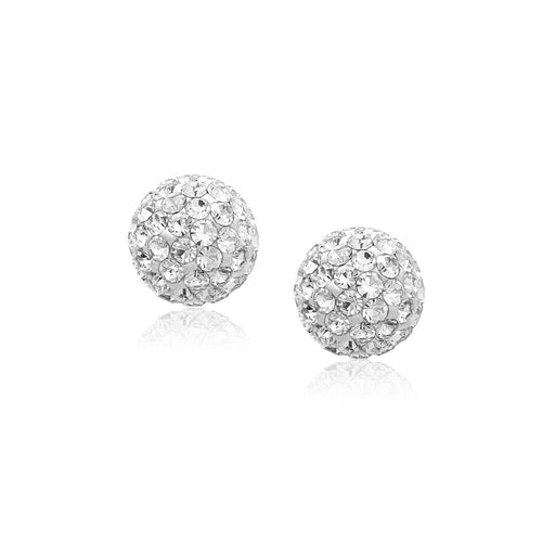 Bids.com 14k Yellow Gold Stud White Crystal Ball Earrings Earrings White Smoke Yellow Gold