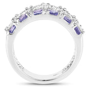 Bids.com 2.05 Carat Genuine Tanzanite and White Topaz .925 Sterling Silver Ring Rings White Smoke size 6.00,size 7.00,size 8.00,size 9.00,size 5.00,size 10.00