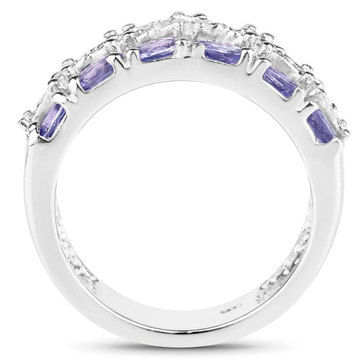 Bids.com 2.05 Carat Genuine Tanzanite and White Topaz .925 Sterling Silver Ring Rings White Smoke size 6.00,size 7.00,size 8.00,size 9.00,size 5.00,size 10.00