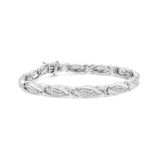 Bids.com .925 Sterling Silver 1.00 Cttw Round Diamond X-Link Bracelet (I-J Color, I2-I3 Clarity) - Size 7.25" Bracelets White Smoke White.Sterling Silver / 7.25
