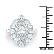 Bids.com 1.89 Carat Genuine Aquamarine and White Topaz .925 Sterling Silver Ring Rings White Smoke size 7.00,size 5.00,size 6.00,size 8.00,size 9.00,size 5.50,size 6.75