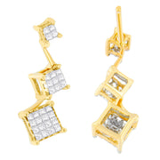 Bids.com 14K Yellow Gold 1 cttw Princess Cut Diamond Earrings (H-I, SI1-SI2) Earrings White Smoke Yellow.Gold / 1