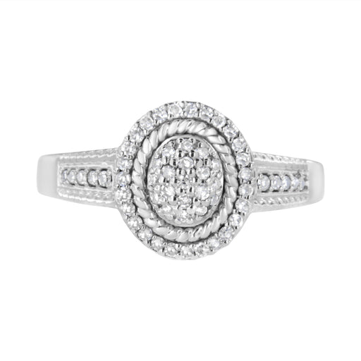 Bids.com .925 Sterling Silver 1/3 Cttw Pave Set Round-Cut Diamond Braided Halo Cocktail Ring (I-J Color, I2-I3 Clarity) - Size 7 Rings White Smoke 8 / White.Sterling Silver,6 / White.Sterling Silver,7 / White.Sterling Silver,9 / White.Sterling Silver,5 / White.Sterling Silver