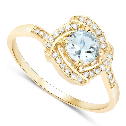 Bids.com 0.46 Carat Genuine Aquamarine and White Diamond 14K Yellow Gold Ring Rings White Smoke size 7.00,size 5.00,size 6.00,size 8.00,size 9.00