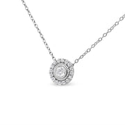 Bids.com .925 Sterling Silver 1/2 Cttw Round Diamond Halo Circle Pendant 18" Necklace (I-J Color, I2-I3 Clarity) Necklaces White Smoke White.Sterling Silver / 18