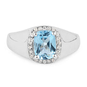 Bids.com 1.62 Carat Genuine Blue Topaz and White Topaz .925 Sterling Silver Ring Rings White Smoke size 8.00,size 6.00,size 7.00,size 5.00,size 9.00