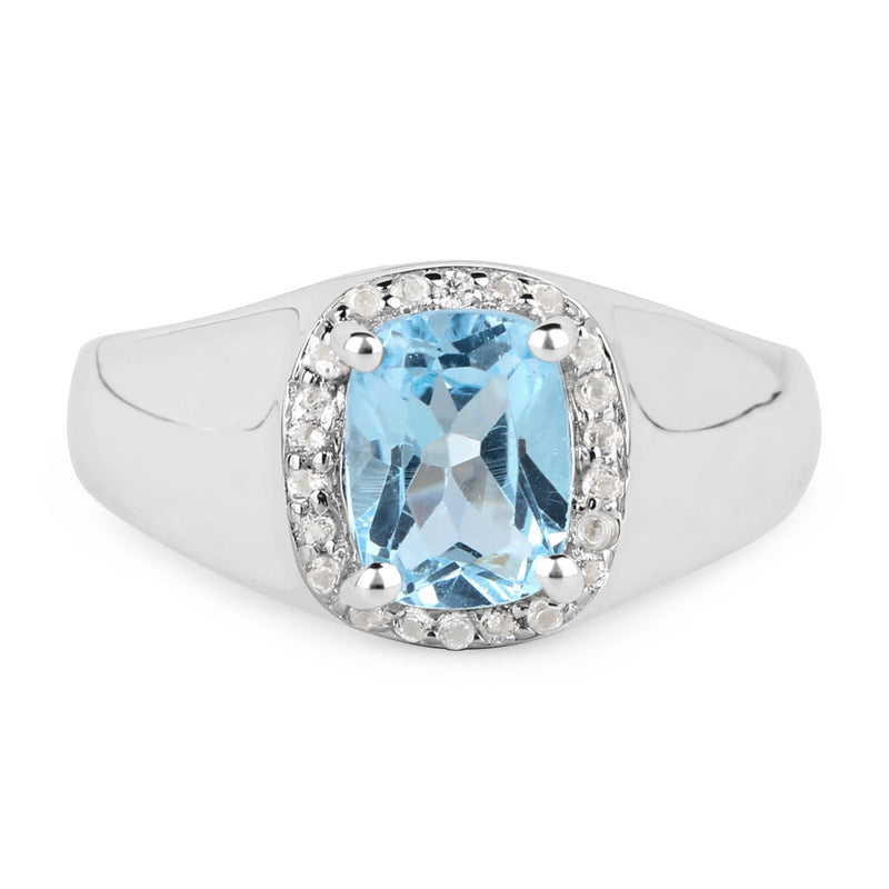 Bids.com 1.62 Carat Genuine Blue Topaz and White Topaz .925 Sterling Silver Ring Rings White Smoke size 8.00,size 6.00,size 7.00,size 5.00,size 9.00