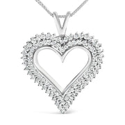 Bids.com .925 Sterling Silver 1.00 Cttw Lab-Grown Diamond Open Heart Pendant Necklace (F-G Color, VS1-VS2 Clarity) - 18" Inches Necklaces White Smoke White.Sterling Silver / 18